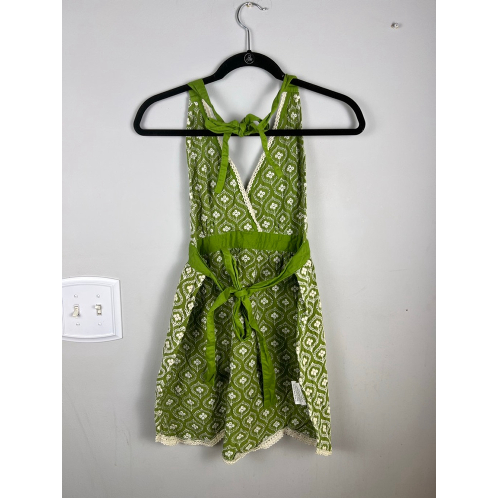 Simply EnVogue Embroidered Halter Top /Mini Dress– Green/White 100% Cotton S/M - Picture 5 of 6